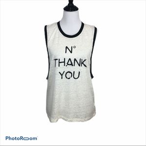 Forever 21 ‘No Thank You’ round neck linen muscle top